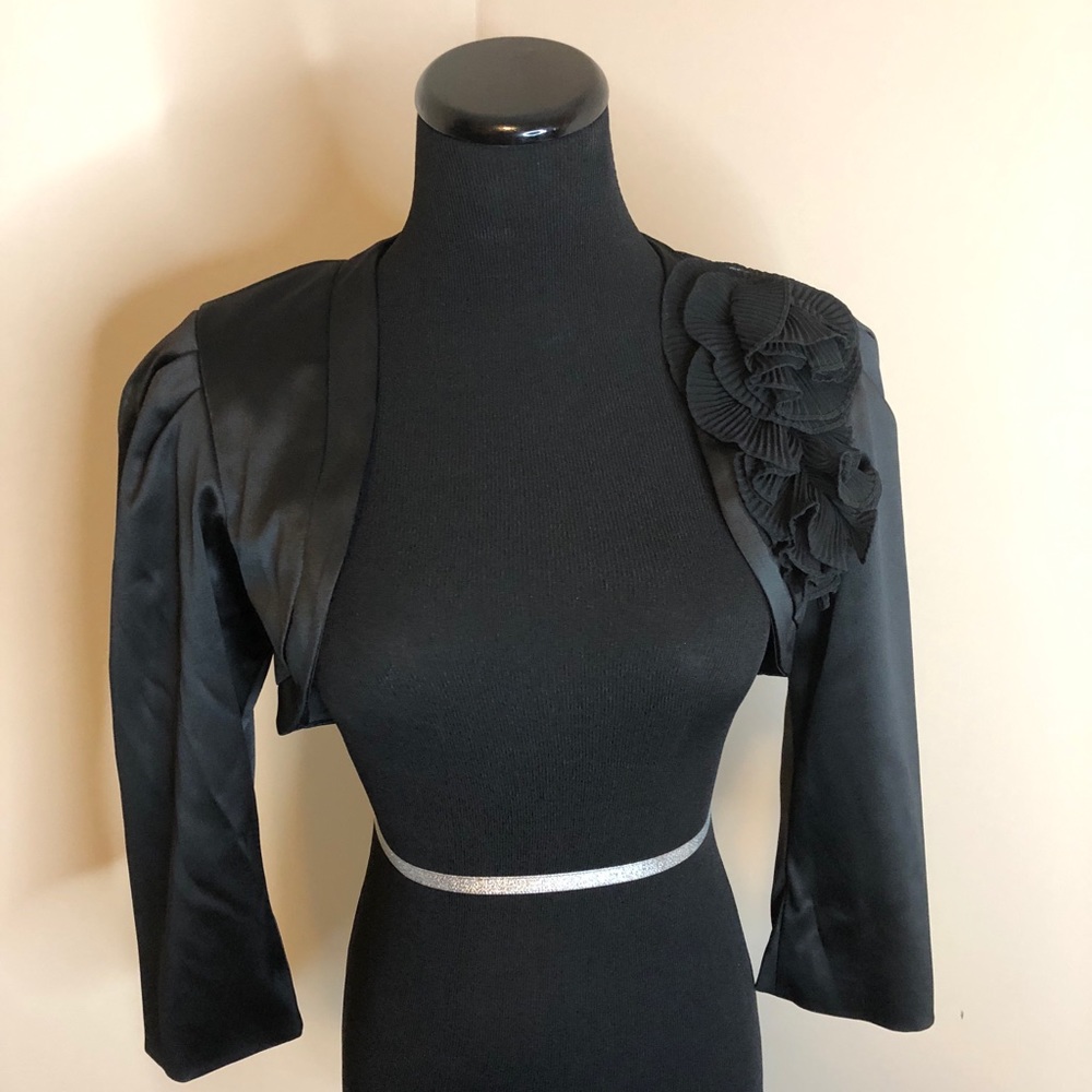Black Satin Crop Top Jacket